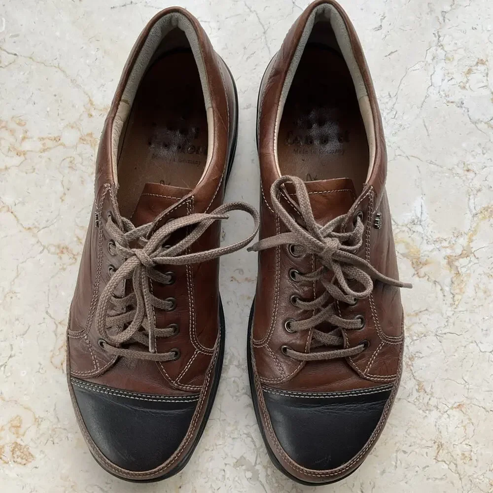 Finn Comfort Alamo Size US 9 UK 8.5 Men's‎ Brown W/ Black toe cap Leather Shoes